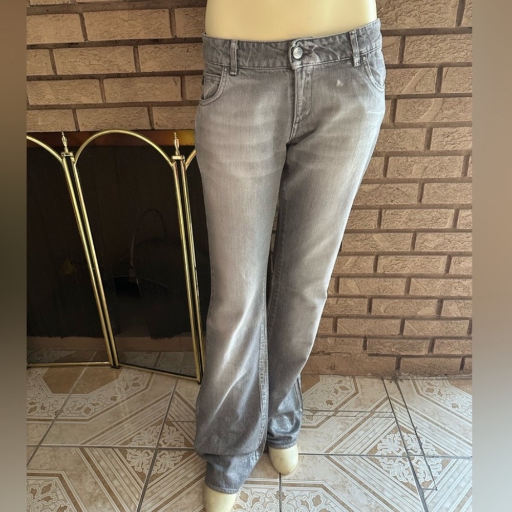 ROBERTO CAVALLI  Women's Gray Silver Flare Jeans